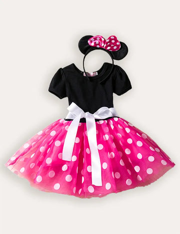 Bow Tulle Dress With Headband